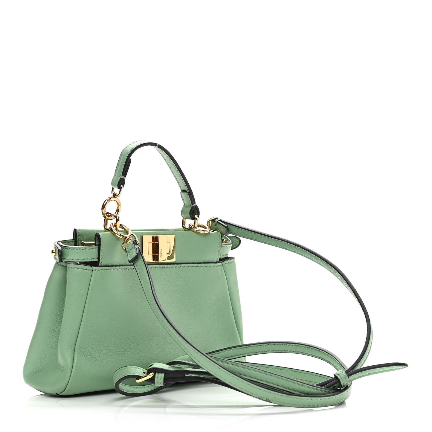 Shiny Nappa Micro Peekaboo Iconic Satchel Verde Acqua