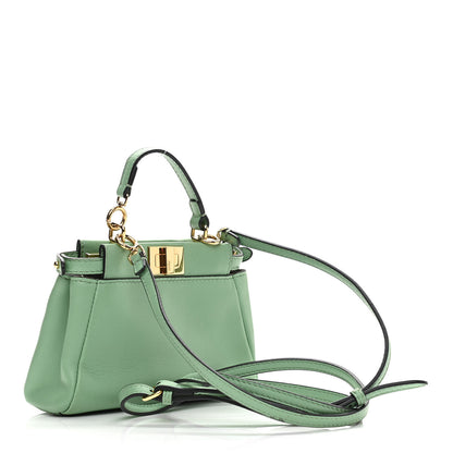 Fendi Shiny Nappa Micro Peekaboo Iconic Satchel Verde Acqua 2 of 11
