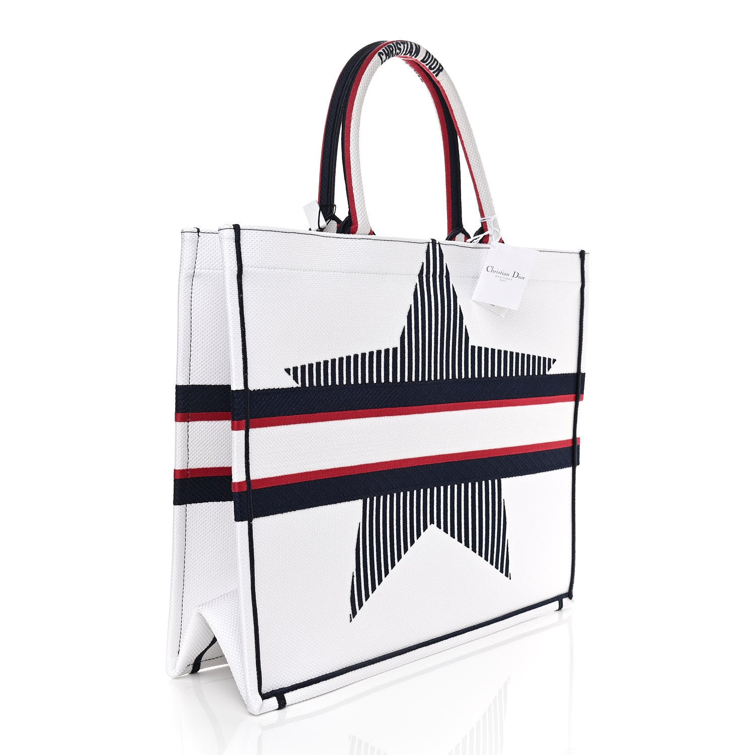 Christian Dior Canvas Embroidered Large Dioralps Book Tote White 3 of 10