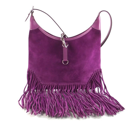 Hermes Suede Sac Trim Anate Fringe Satchel Violet 1 of 8