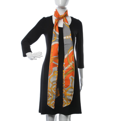 Hermes Silk Eperon D'Or Remix Maxi Twilly Orange Gris Or 2 of 5