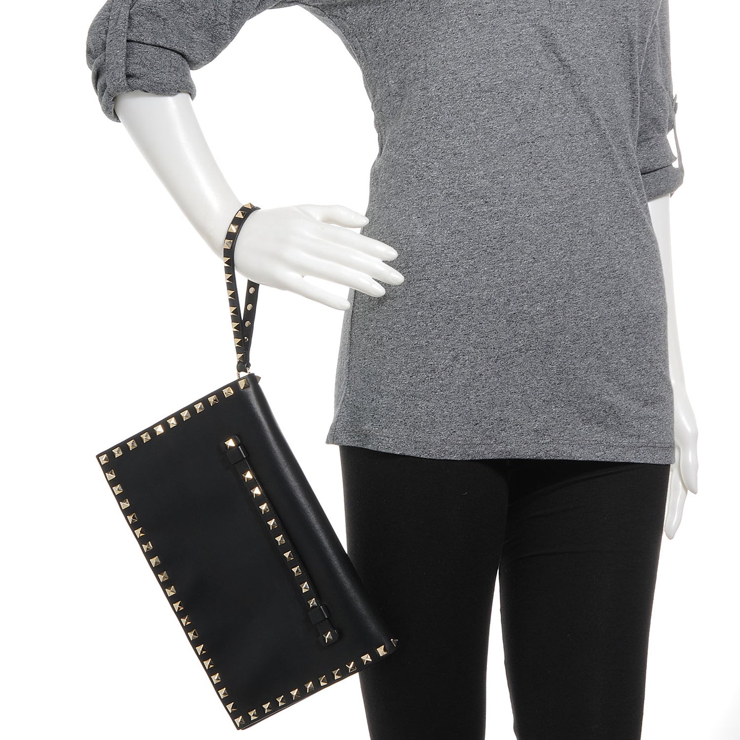 Nappa Rockstud Wristlet Clutch Black