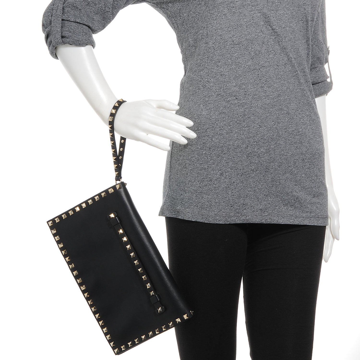 Valentino Garavani Nappa Rockstud Wristlet Clutch Black 2 of 7