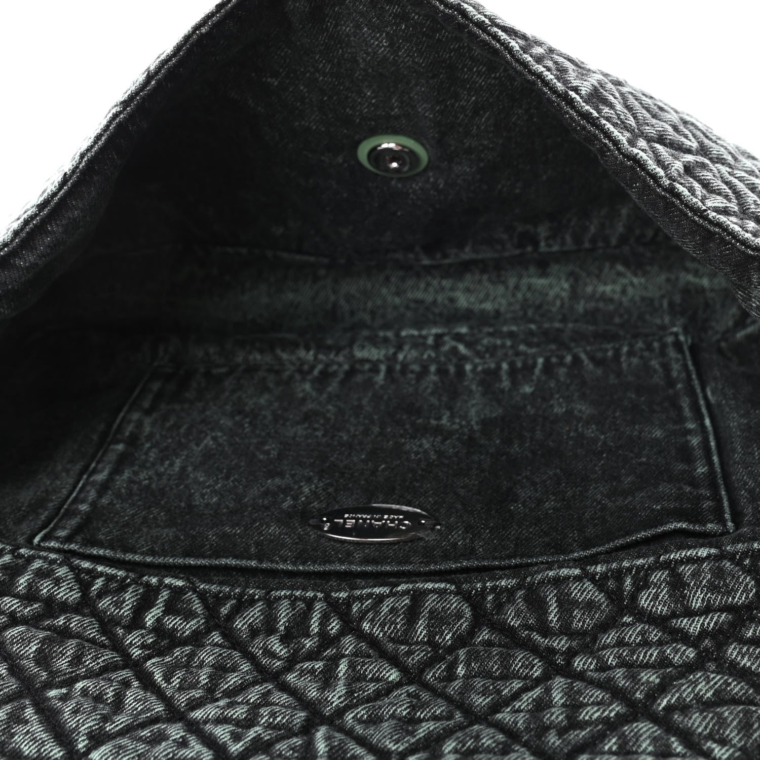 Chanel Denim Quilted Denimpression Flap Green Black 4 of 4
