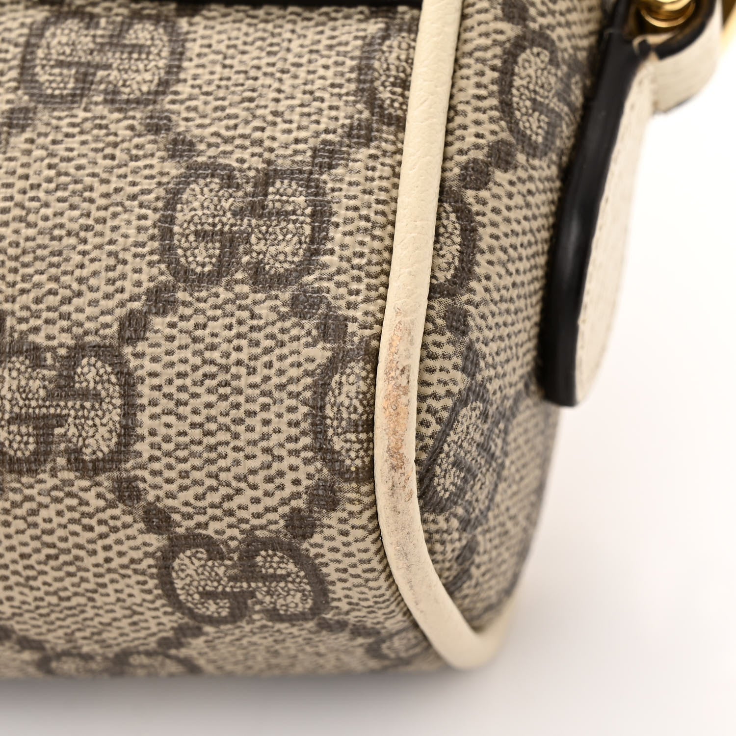 Gucci GG Supreme Monogram Textured Calfskin Web Mini Ophidia Shoulder Bag Beige Ebony Mystic White 12 of 17