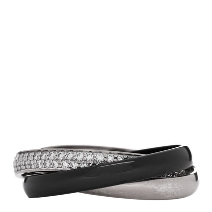 Cartier 18K White Gold Ceramic Diamond Small Trinity Ring 56 7.75 3 of 4