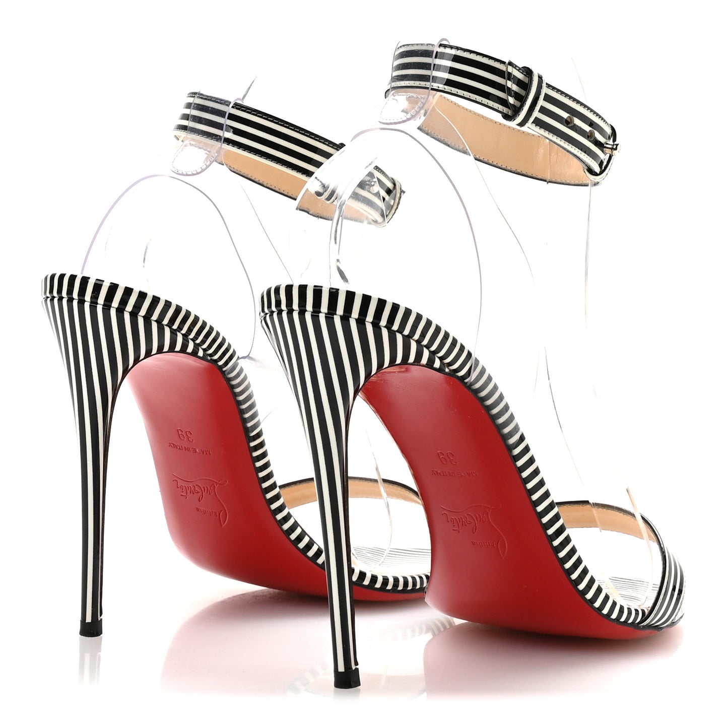 Patent PVC Striped Illusion Jonatina 100 Sandals 39 Black White