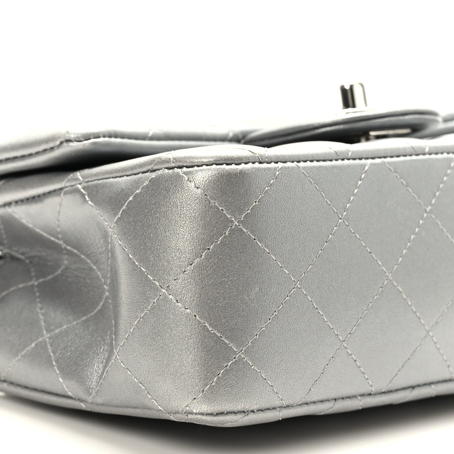 Chanel Metallic Lambskin Quilted Mini Rectangular Flap Silver 8 of 11