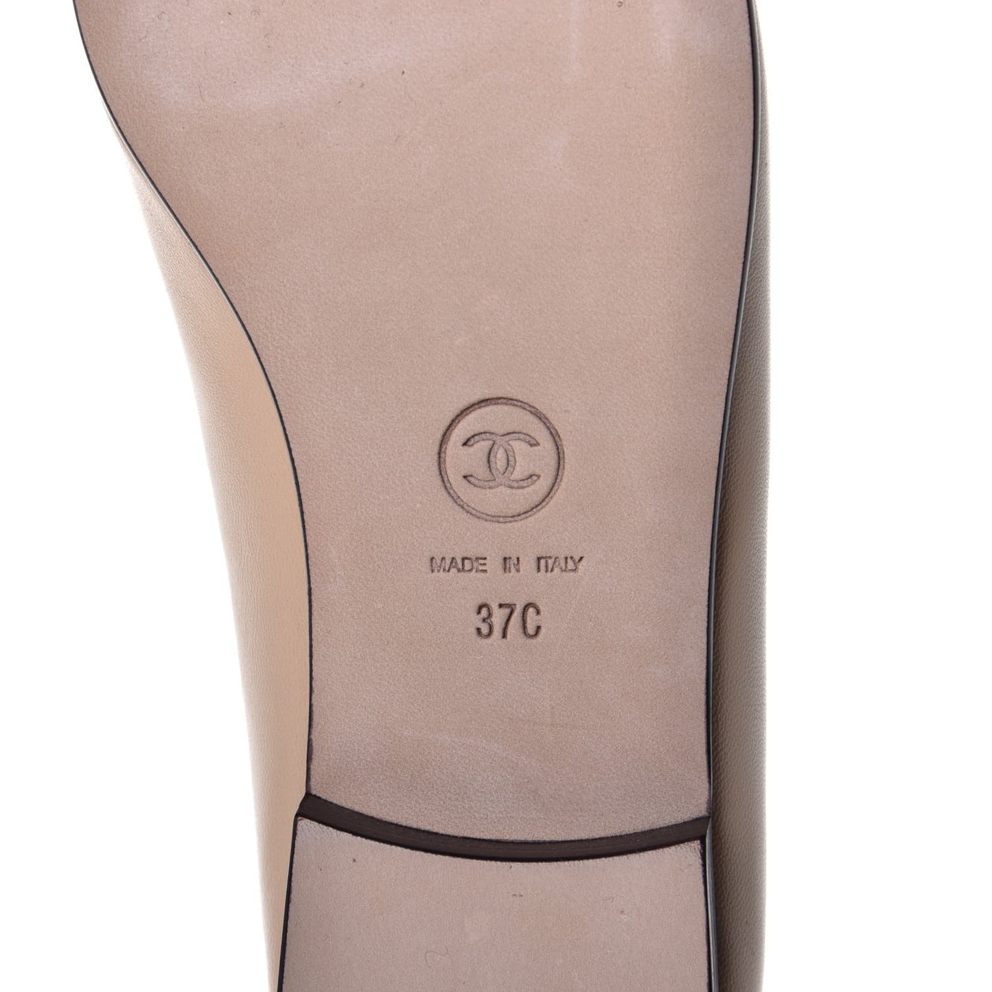 Lambskin CC Cap Toe Ballerina Flats 37 Beige Black