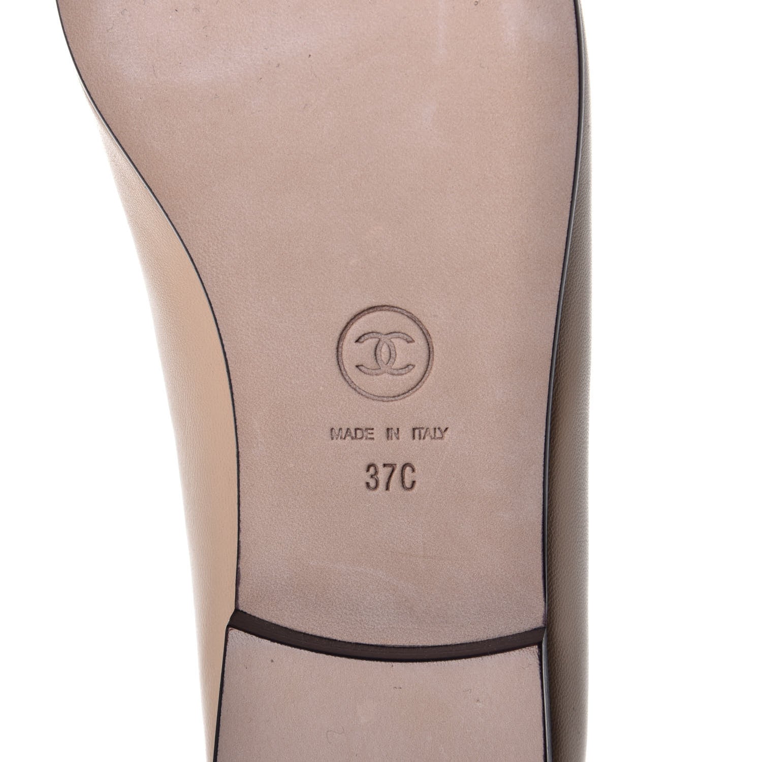 Chanel Lambskin CC Cap Toe Ballerina Flats 37 Beige Black 6 of 8