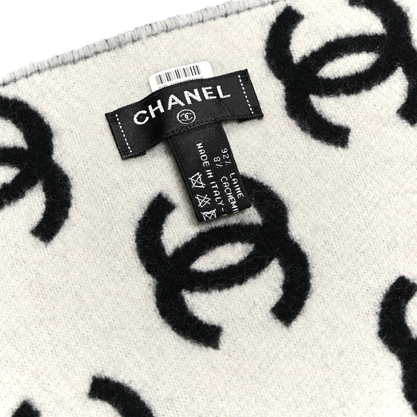 Wool Cashmere CC Scarf Black White