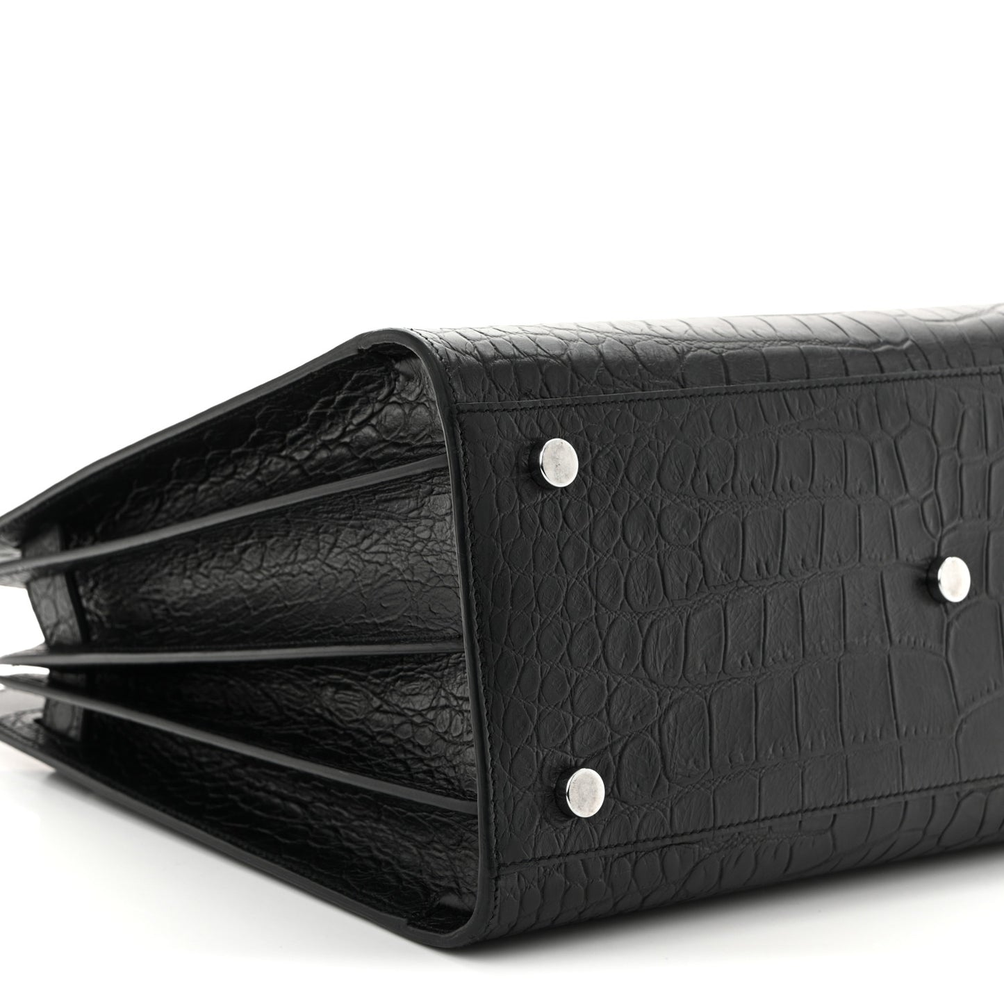 Calfskin Crocodile Embossed Small Sac de Jour  Black