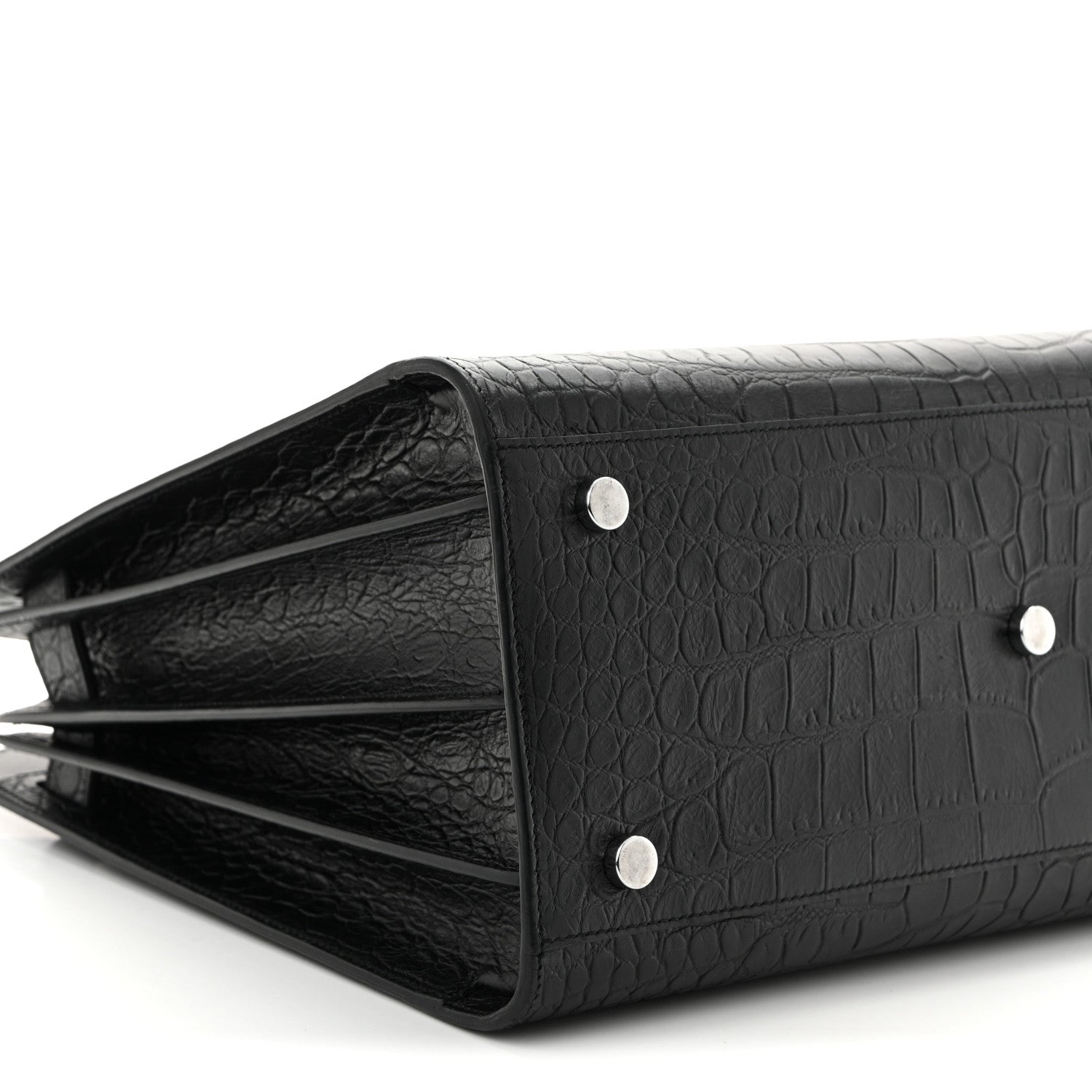 Saint Laurent Calfskin Crocodile Embossed Small Sac de Jour  Black 8 of 10