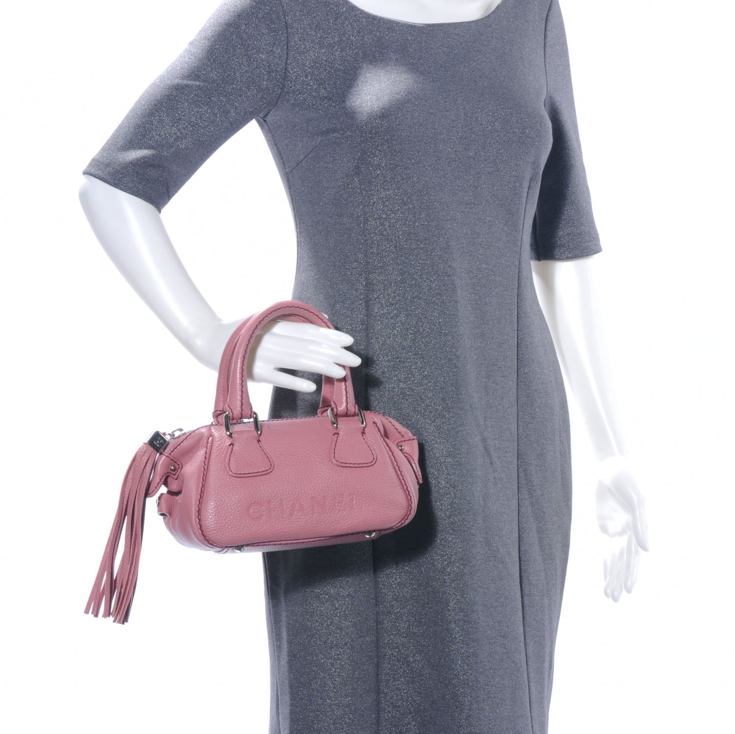 Chanel Leather Small Tassel Handbag Pink 2 of 10