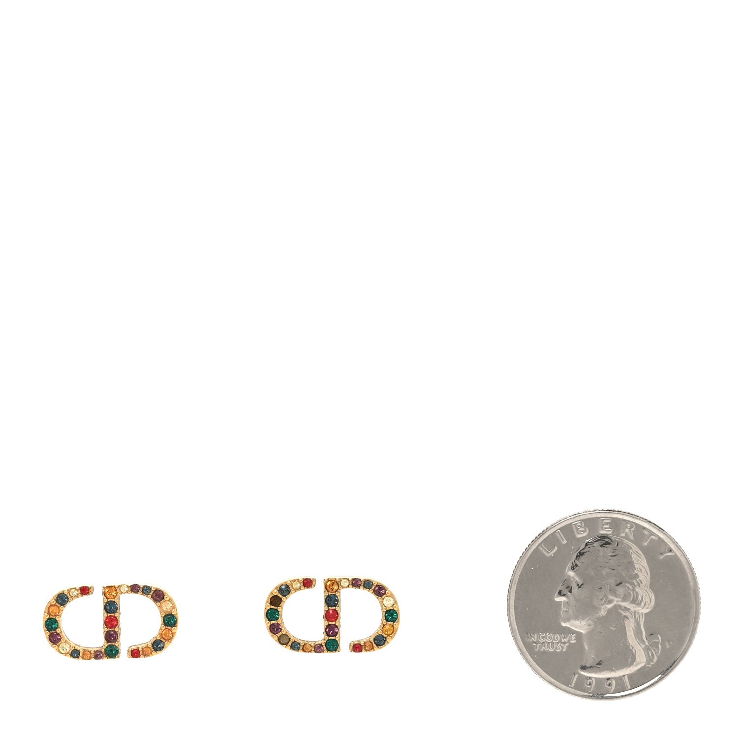Christian Dior Crystal Clair D Lune Earrings Multicolor Gold 2 of 4