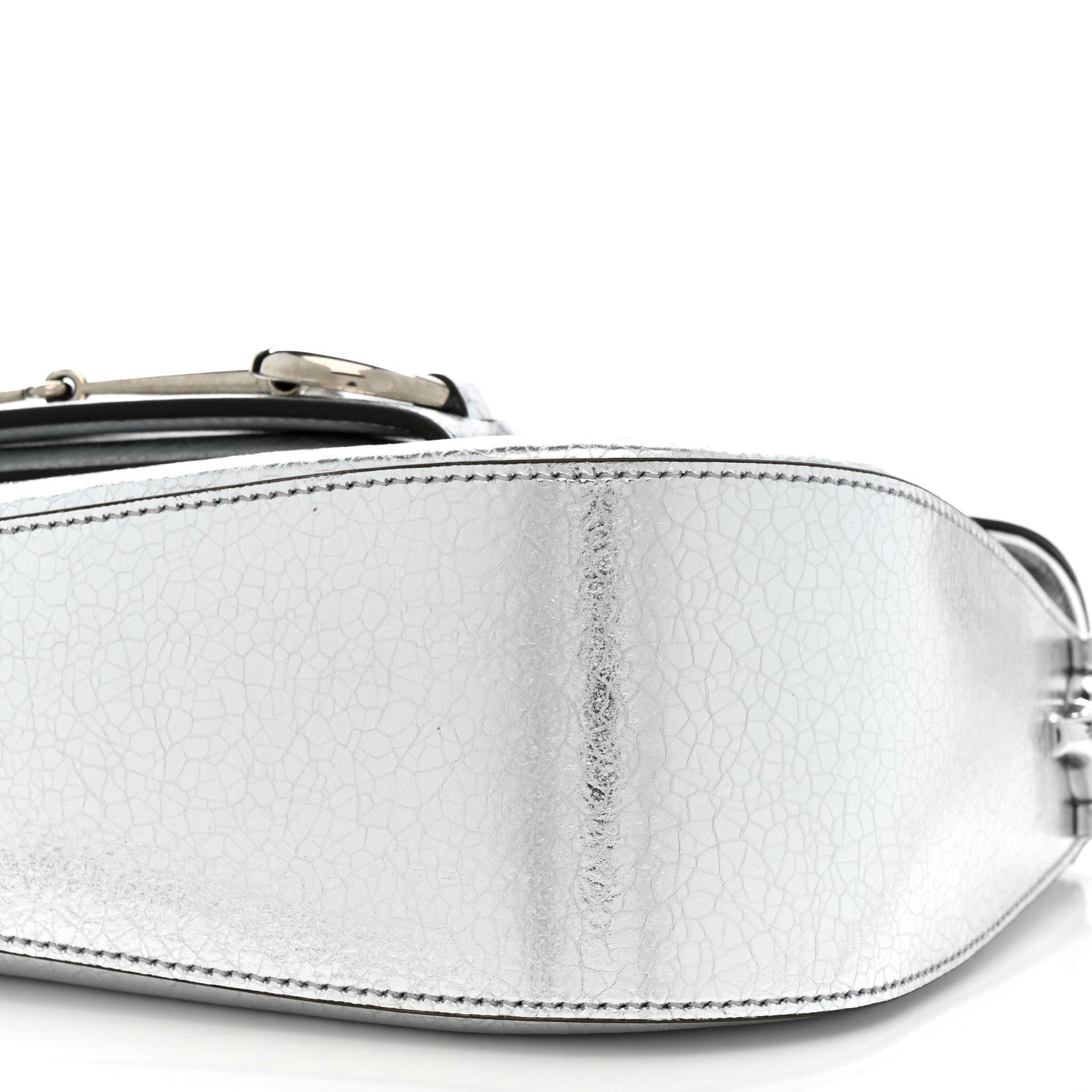Gucci Metallic Demetra Small Horsebit 1955 Asymmetric Shoulder Bag Silver 10 of 10