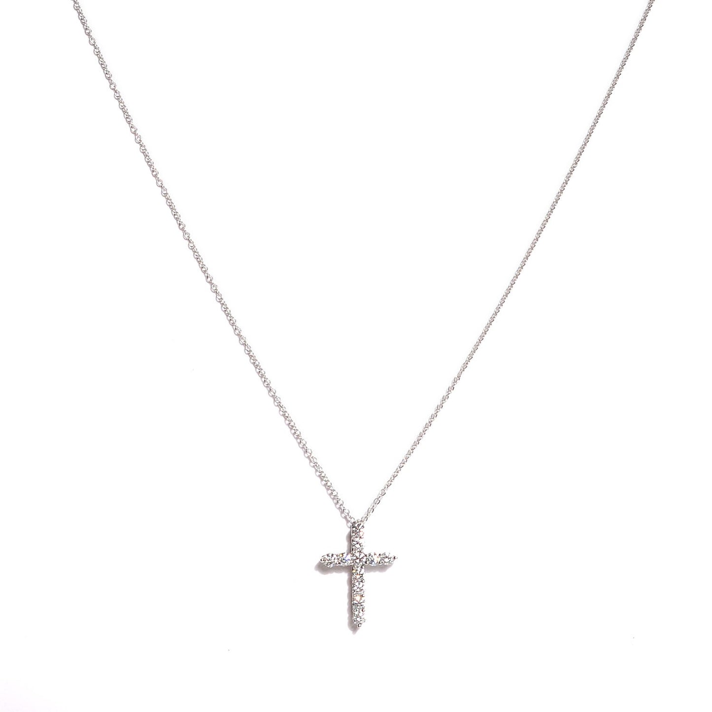 Platinum Diamond Small Cross Pendant Necklace