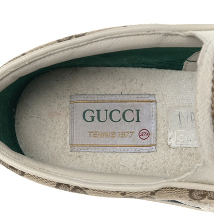 Gucci GG Monogram Womens 1977 Tennis Slip On 30mm Sneakers 37.5 Beige Ebony Mystic White 8 of 9