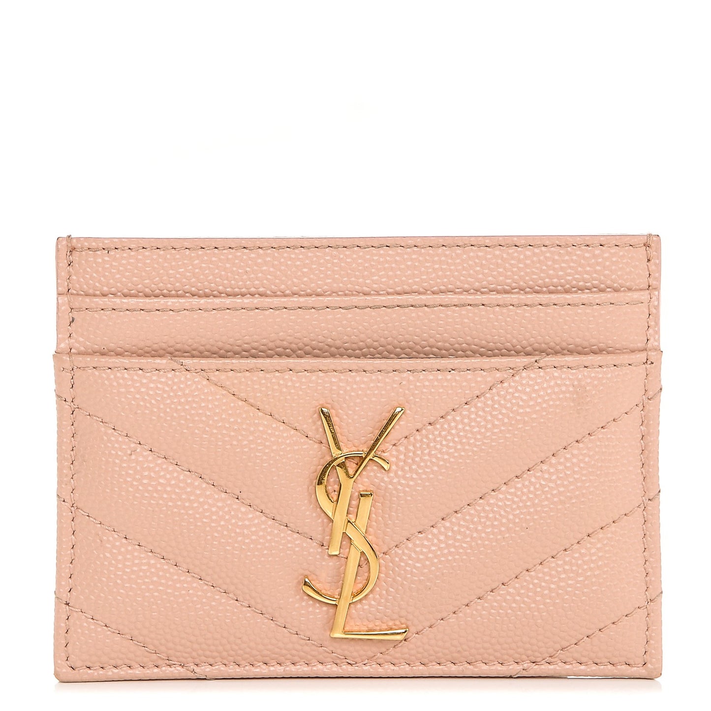 Grain De Poudre Matelasse Chevron Monogram Credit Card Case Pale Pink