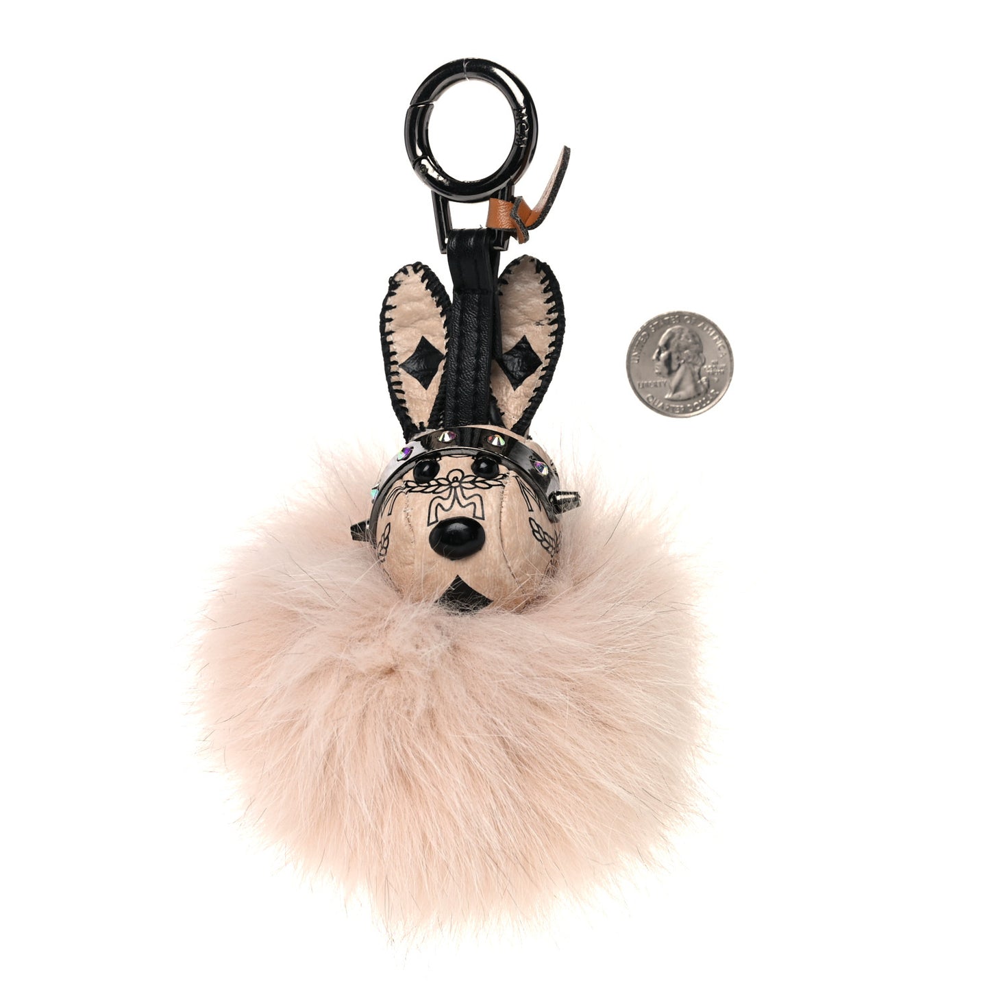 Fox Fur Rabbit Punk Bag Charm Beige