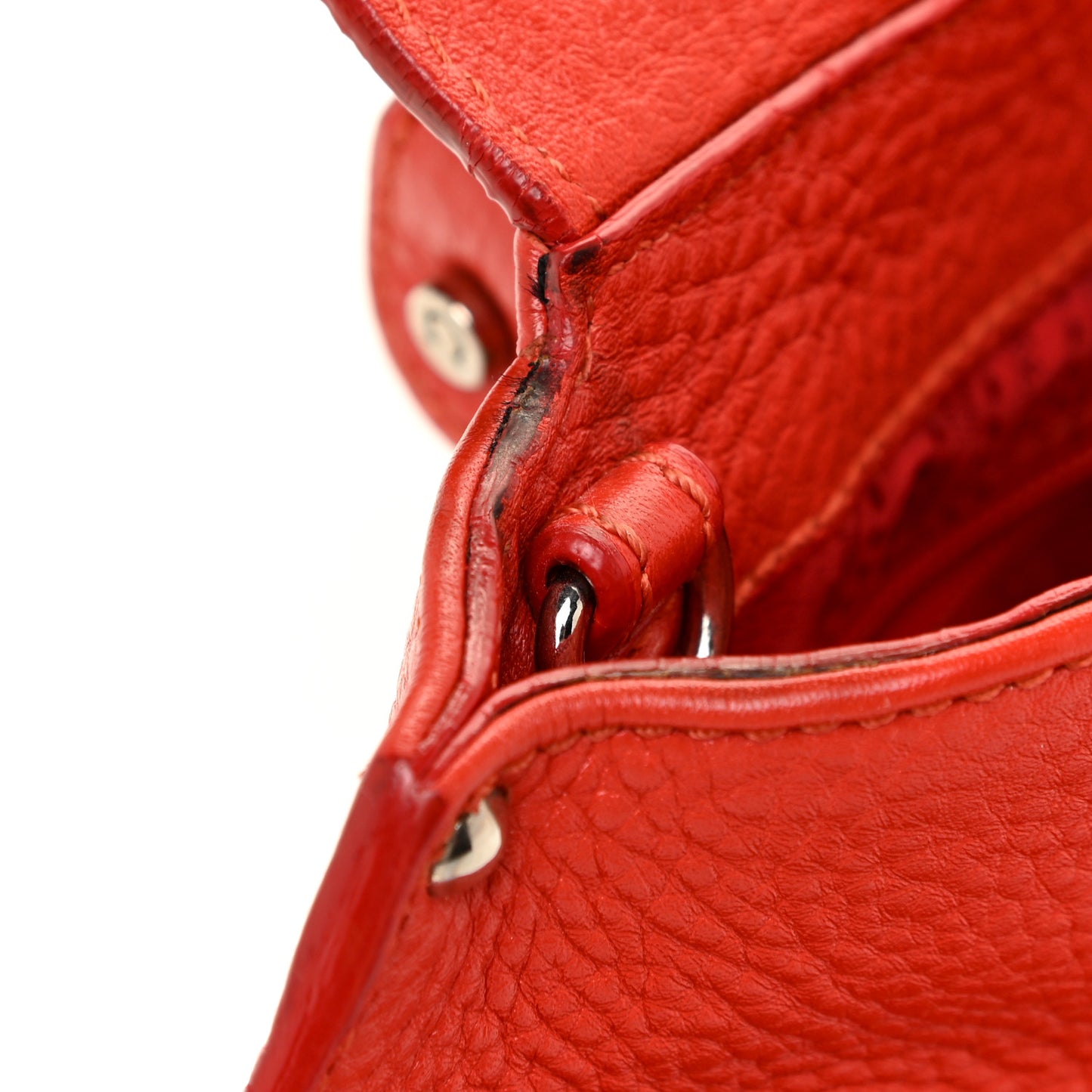 Grained Calfskin Sofia Satchel Red