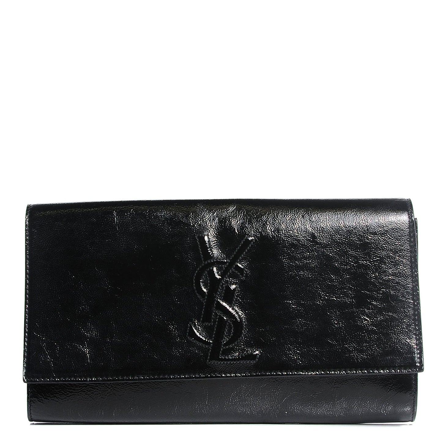 Textured Patent Monogram Large Belle De Jour Clutch Black