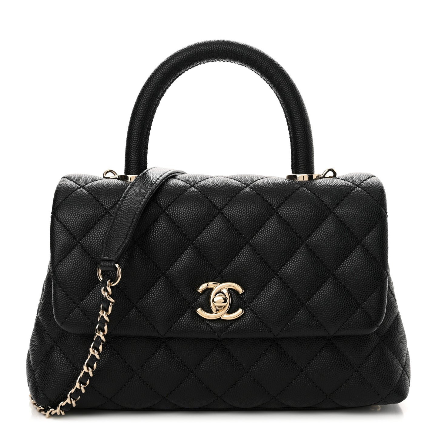 Caviar Quilted Mini Coco Handle Flap Black
