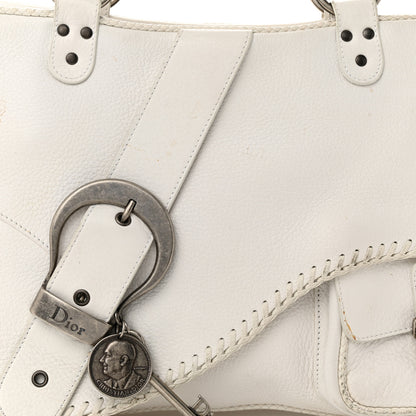 Christian Dior Calfskin Braided Gaucho Double Saddle Bag White 8 of 21