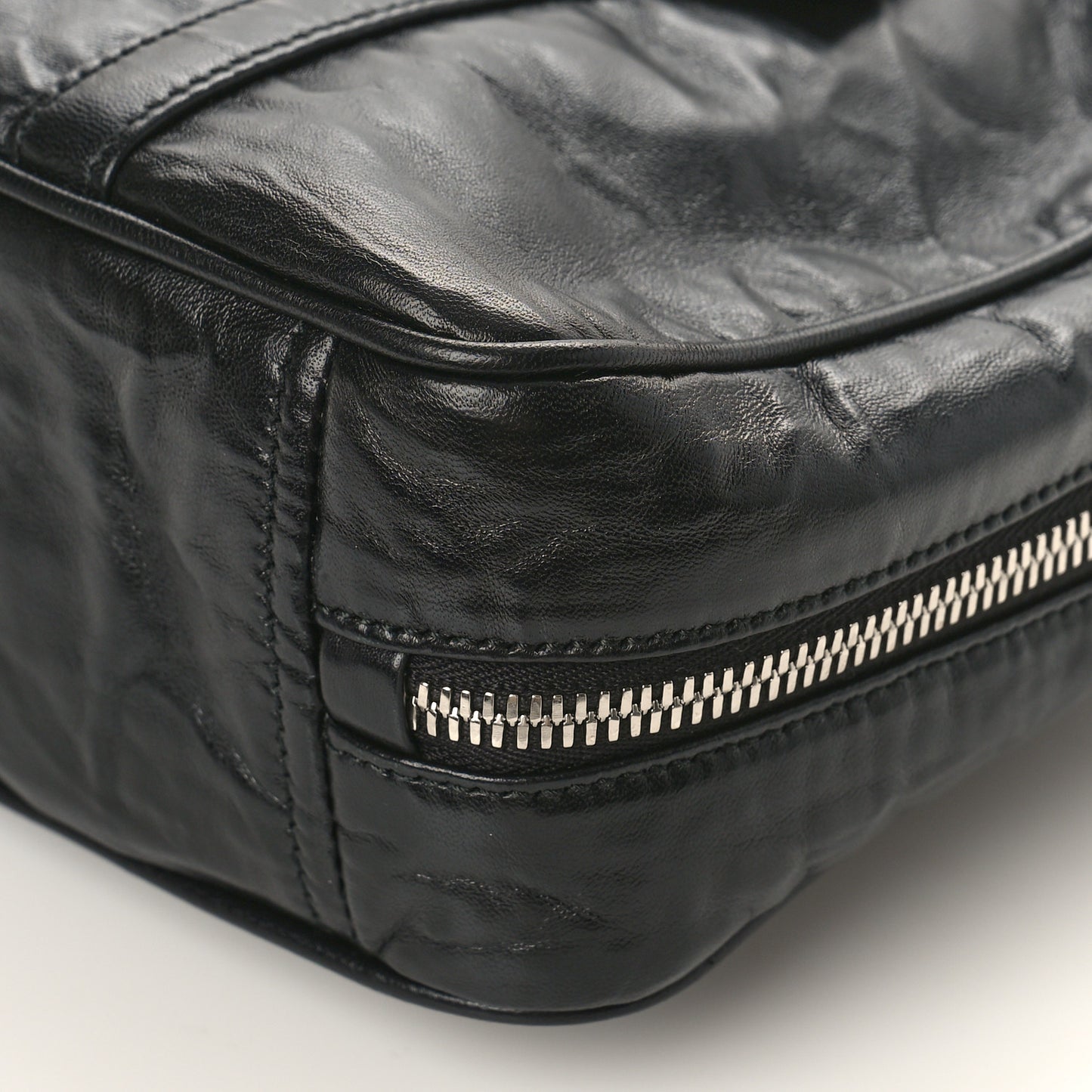 Nappa Antique Medium Re-Edition 2001 Two Handle Bag Black