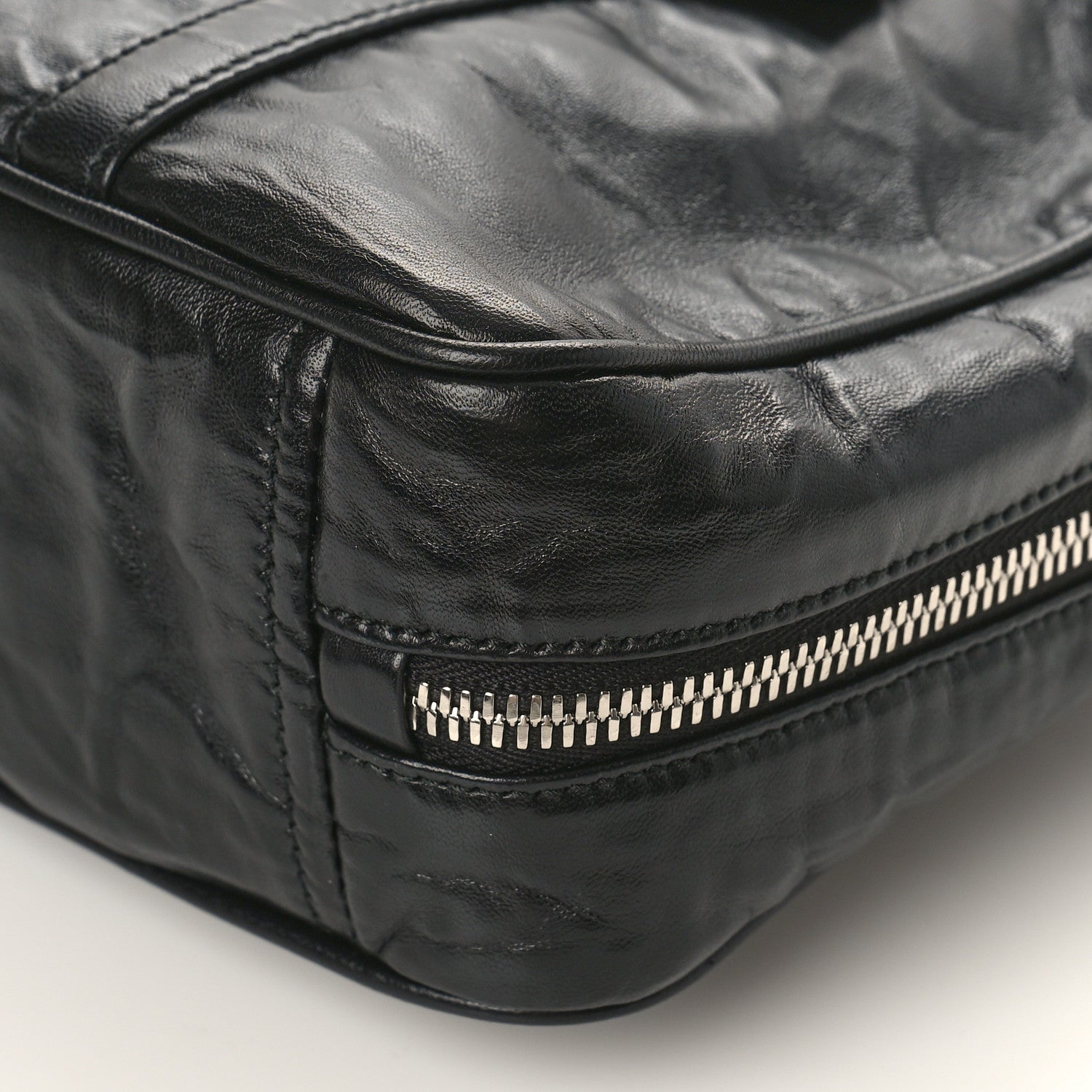 Prada Nappa Antique Medium Re-Edition 2001 Two Handle Bag Black 8 of 8