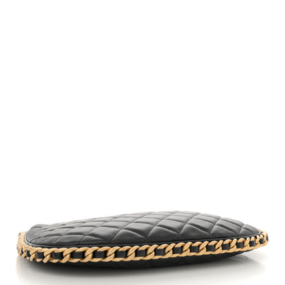 Chanel Shiny Crumpled Lambskin Quilted Large Trendy Chain Around Hobo Black 4 of 10