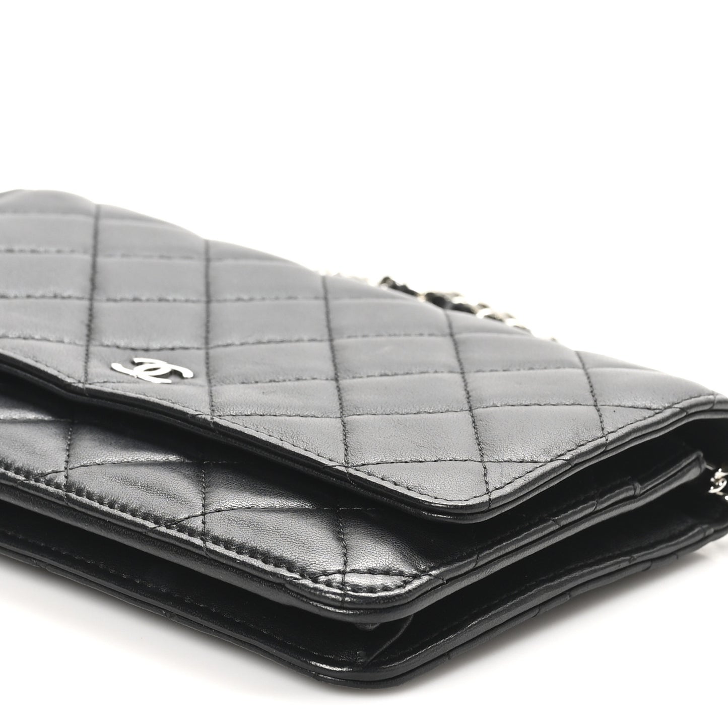 Lambskin Quilted Wallet On Chain WOC Black