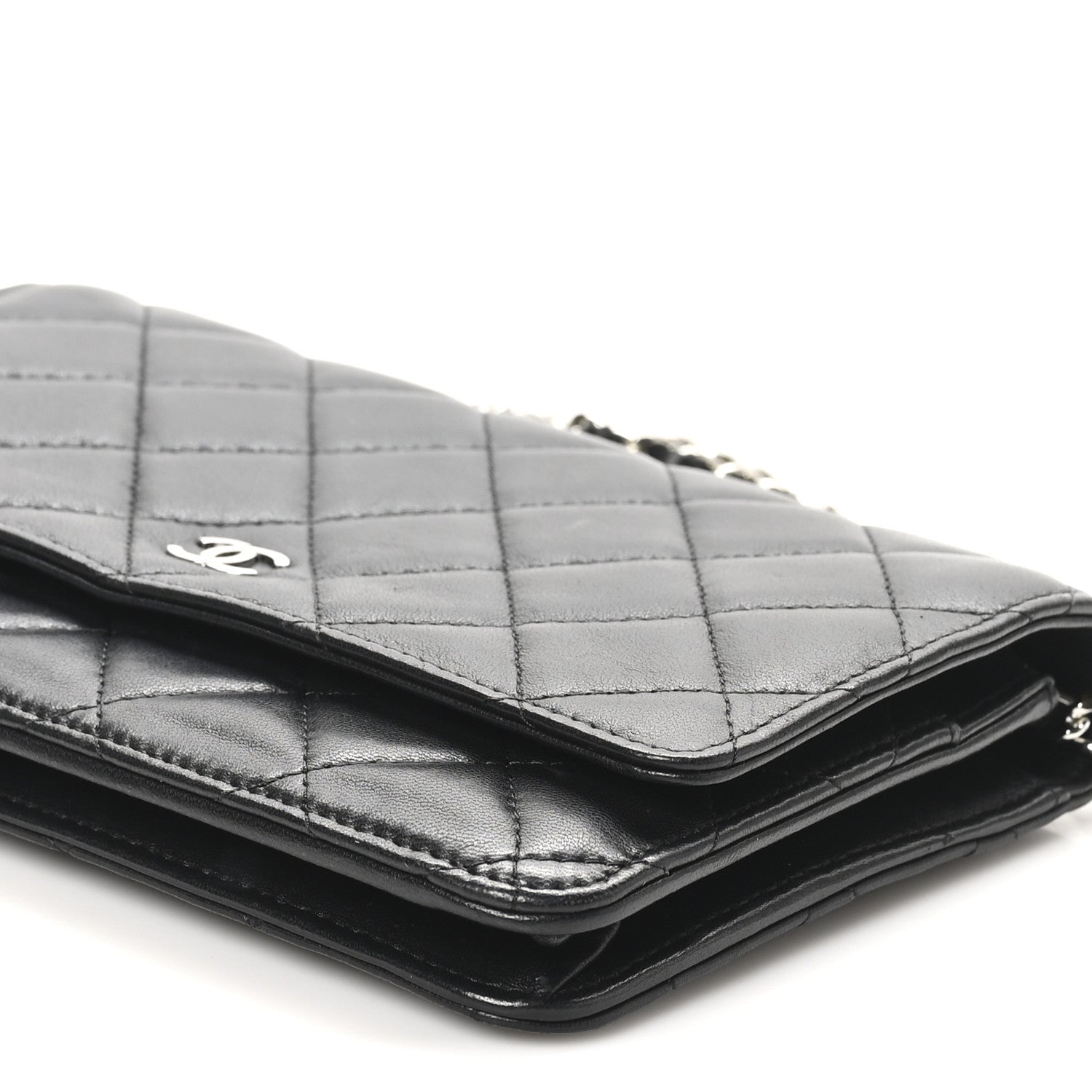 Chanel Lambskin Quilted Wallet On Chain WOC Black 10 of 11