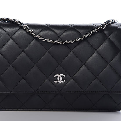 Chanel Lambskin Quilted Wallet On Chain WOC Black 11 of 12