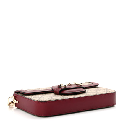 Gucci GG Supreme Monogram Azalea Calfskin Horsebit 1955 Mini Bag Beige Ebony Rosso Ancora 5 of 12