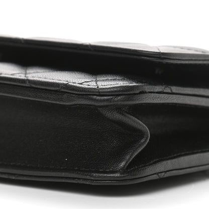 Chanel Lambskin Quilted Pearl Wallet On Chain WOC Black 10 of 13