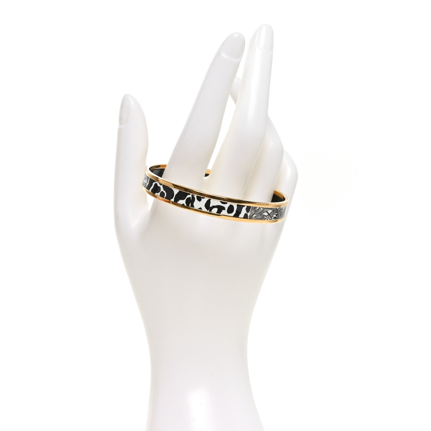 Enamel Printed Jaguar Quetzal Bracelet 65 Black White