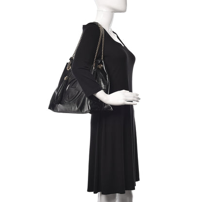 Gucci Patent Medium Soho Chain Shoulder Bag Black 2 of 10