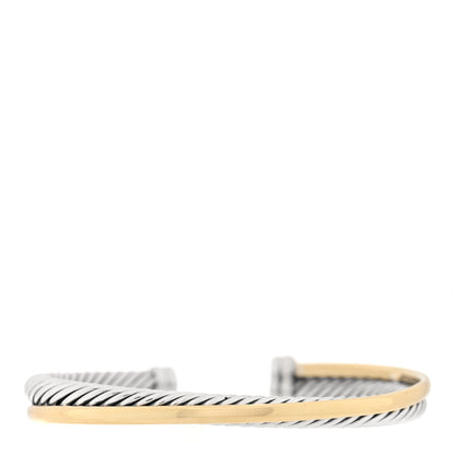 David Yurman Sterling Silver 18K Yellow Gold 5mm Crossover Cuff Bracelet 1 of 3