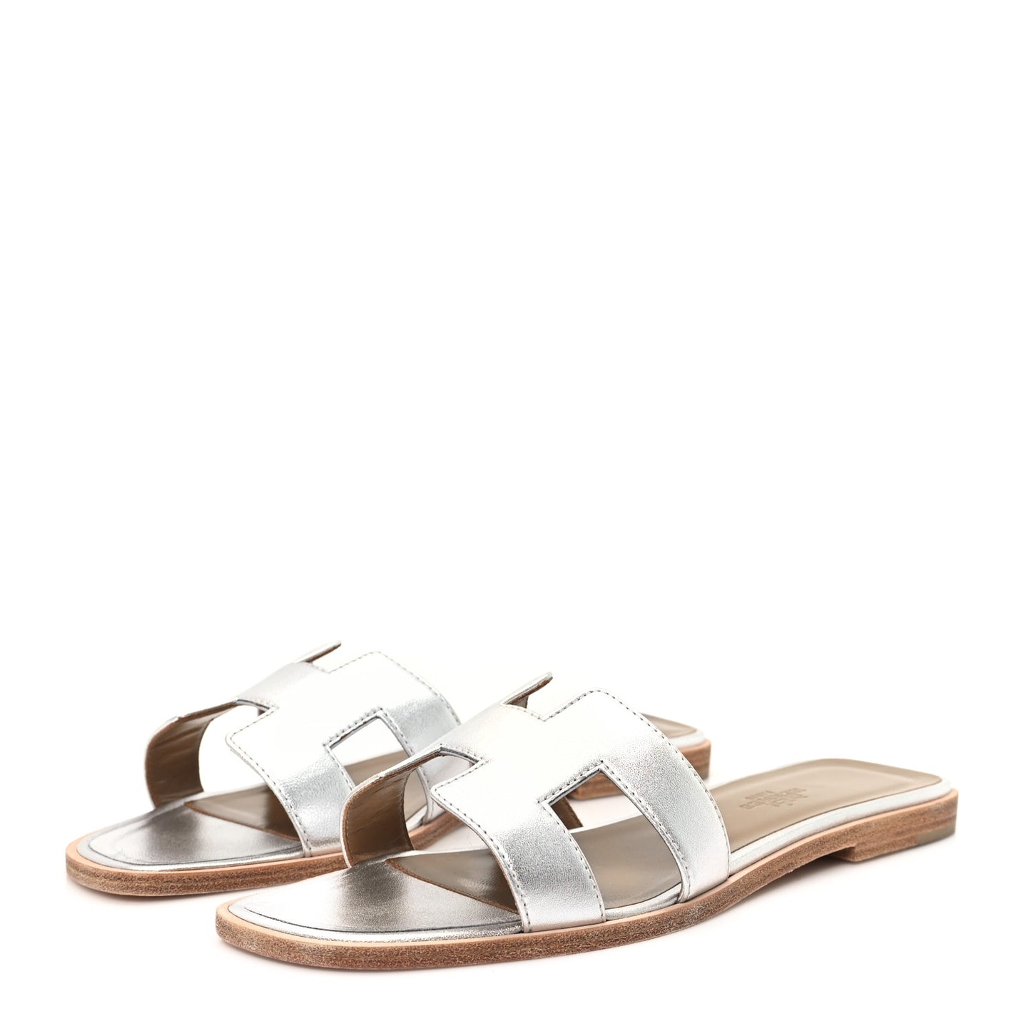 Metallic Nappa Oran Sandals 37.5 Gris Argente