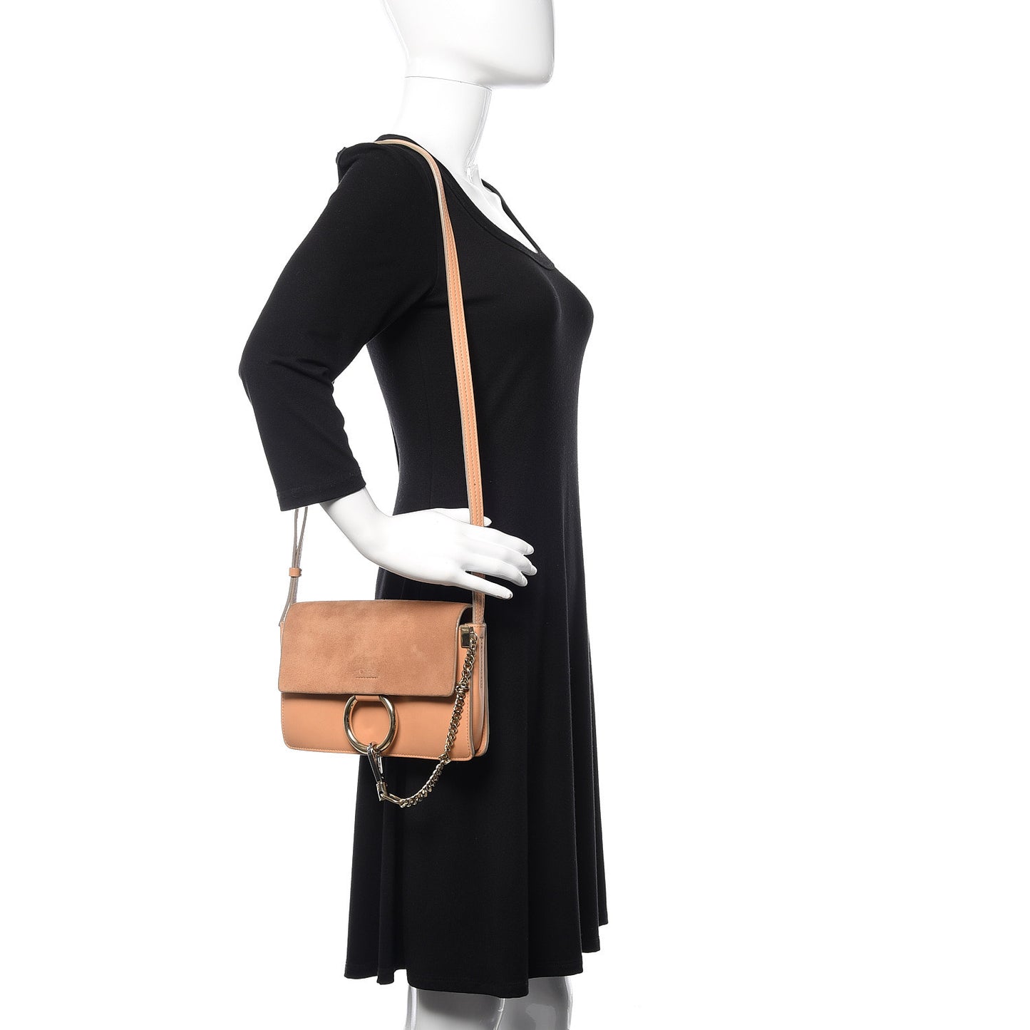 Suede Calfskin Small Faye Shoulder Bag Blushy Pink