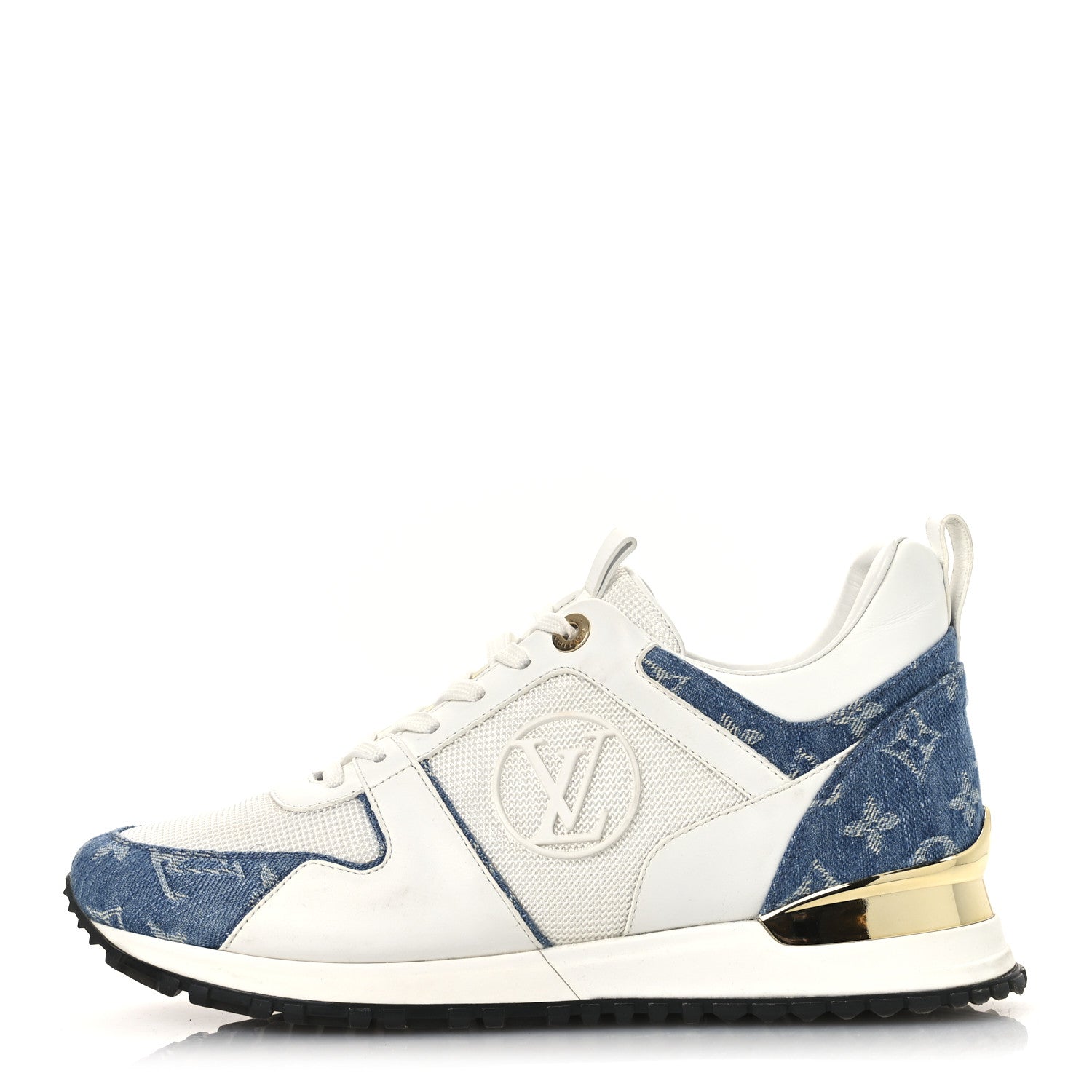 Louis Vuitton Calfskin Monogram Denim Run Away Sneakers 39 White 1 of 12