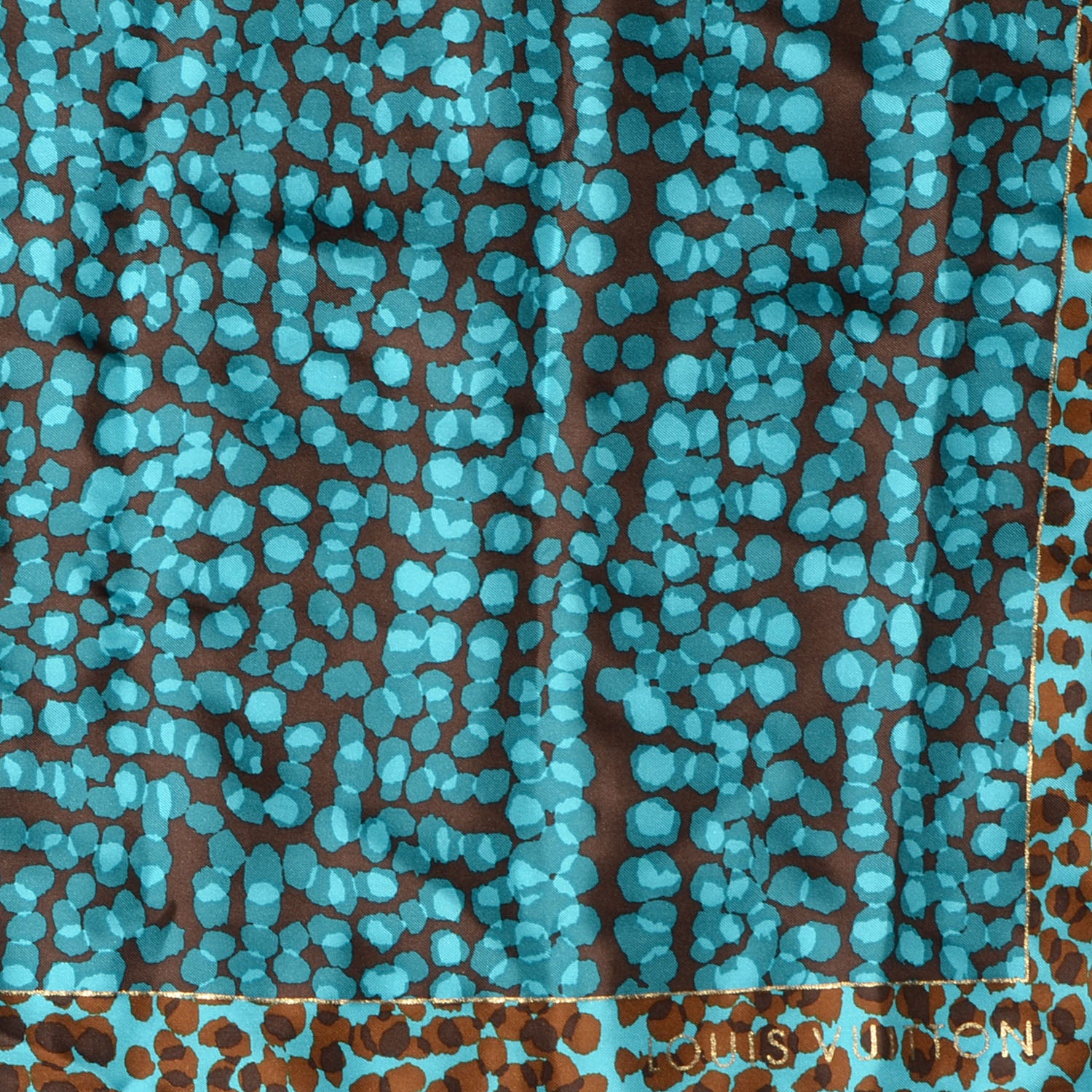 Louis Vuitton Silk Carre Leopard Scarf Blue 1 of 6