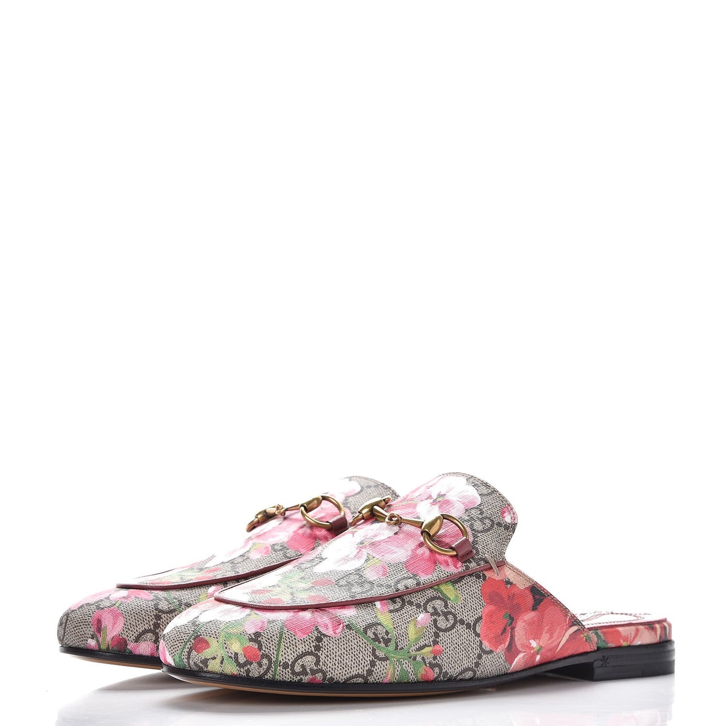 GG Supreme Monogram Blooms Womens Princetown Slippers 36 Beige Multicolor Dry Rose