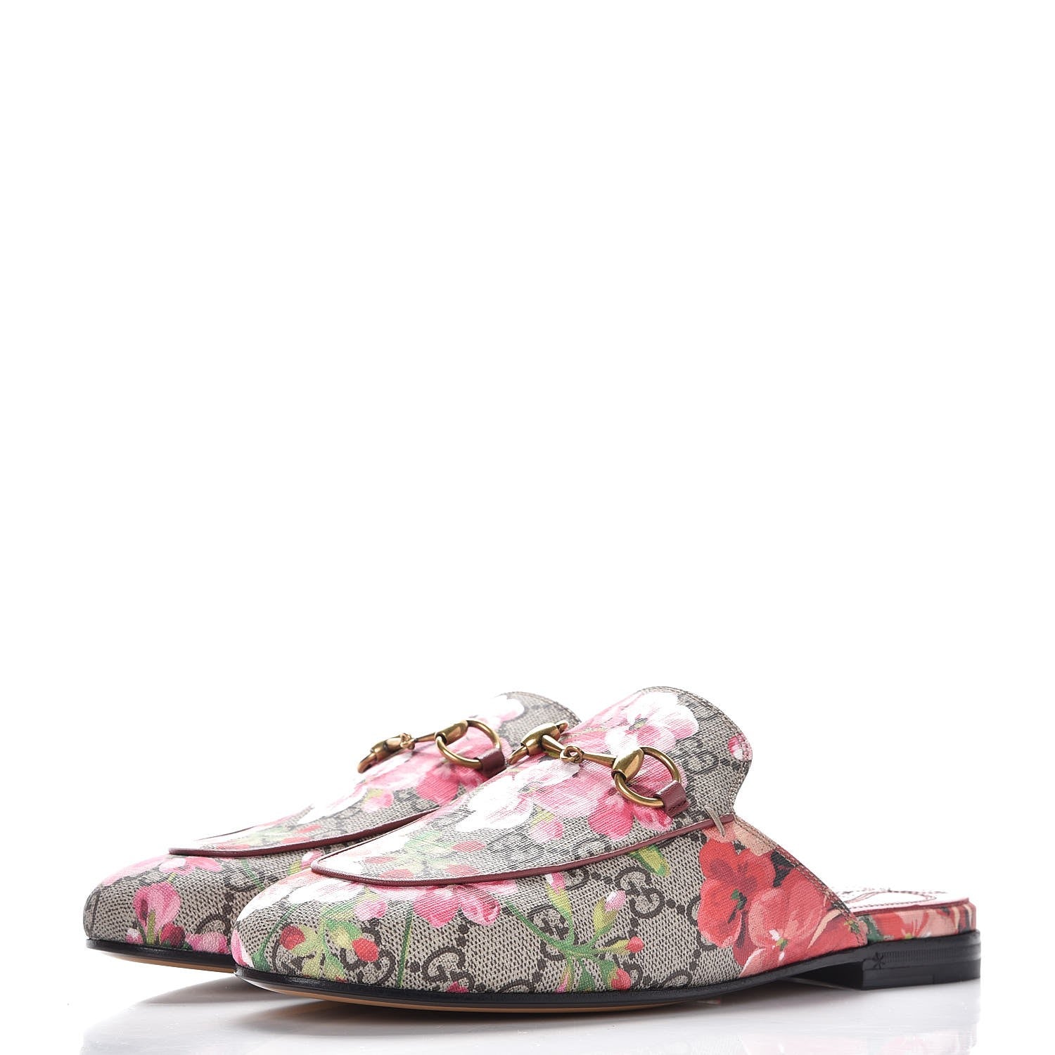 Gucci GG Supreme Monogram Blooms Womens Princetown Slippers 36 Beige Multicolor Dry Rose 3 of 9