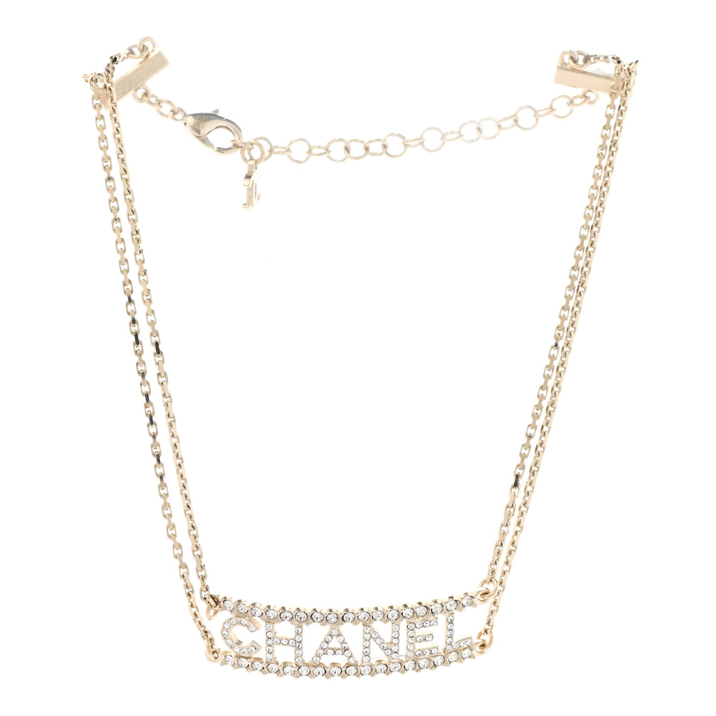 Metal Crystal Logo Choker Necklace Gold