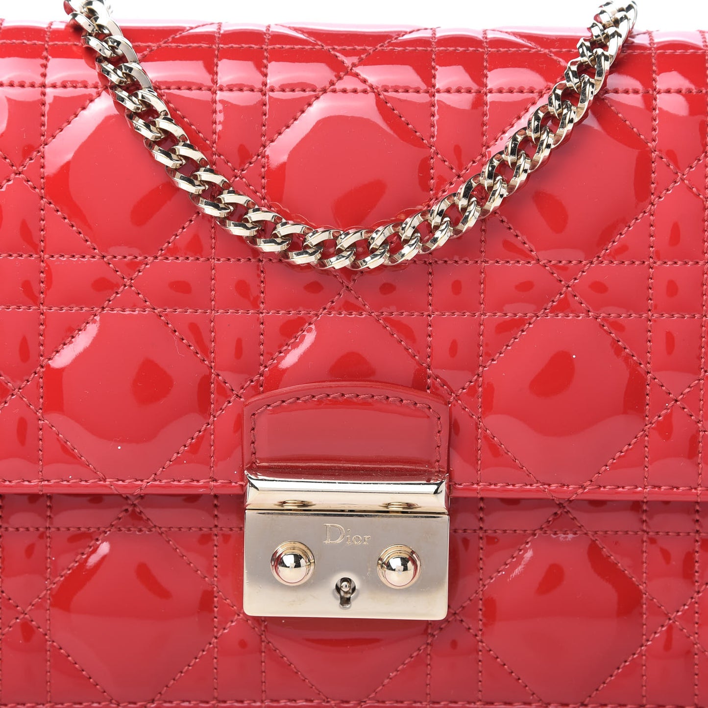 Patent Cannage Miss Dior Promenade Pouch Red