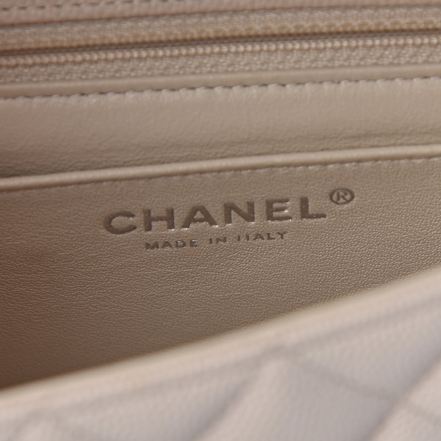 Caviar Quilted Mini Rectangular Flap Light Beige