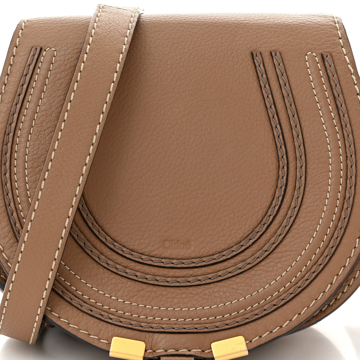 Grained Calfskin Small Marcie Saddle Bag Nut