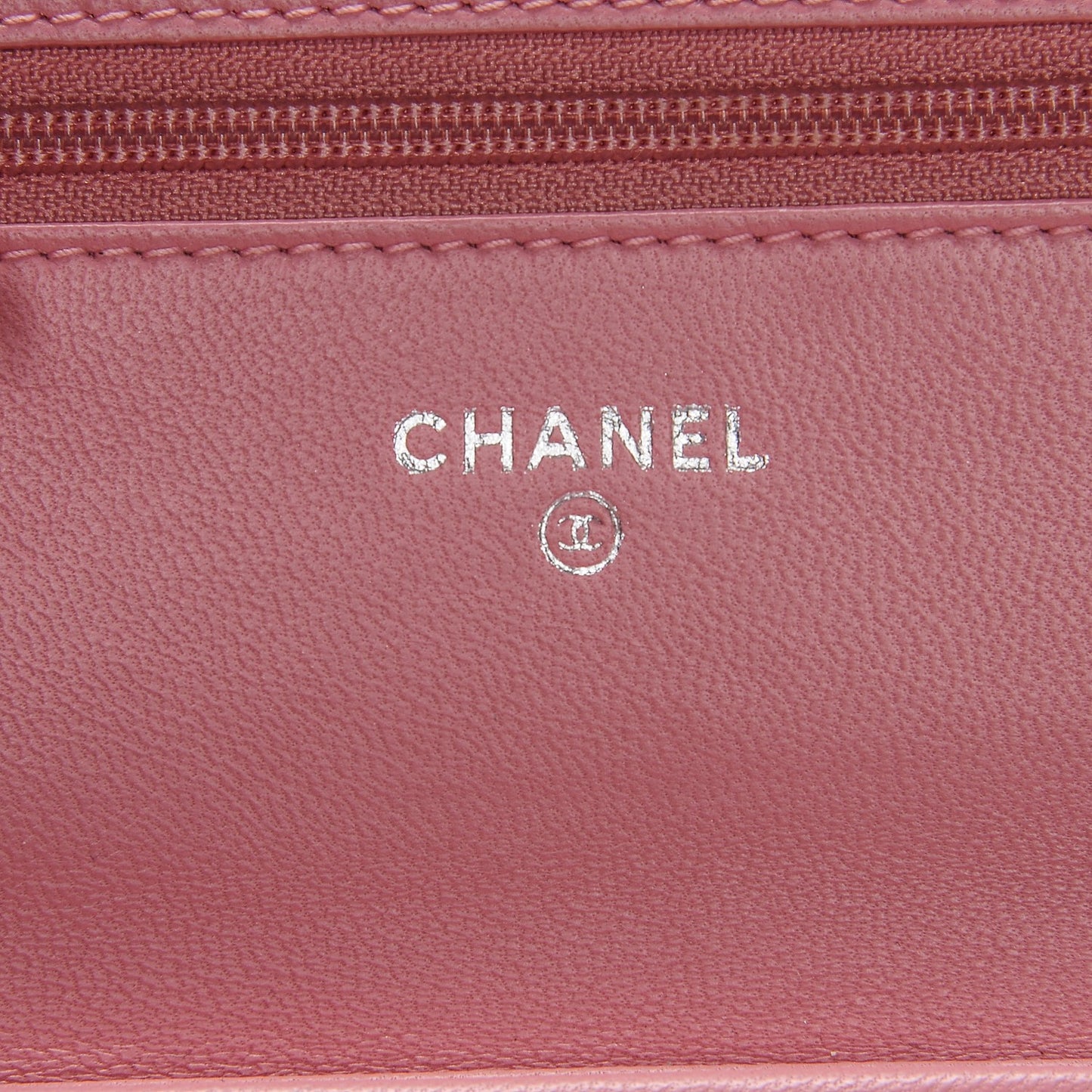 Lambskin Camellia Embossed Wallet On Chain WOC Pink